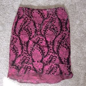 Nanette Lepore pink and velvet skirt. Size 6
